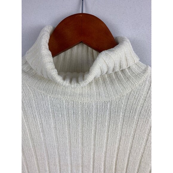 Energie Womens White Ribbed Turtleneck Sweater Size M Acrylic/Rayon/Spandex - Picture 2 of 5